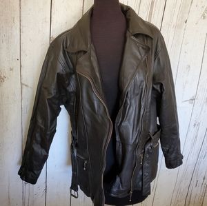 Echtes Leder brown leather jacket size Medium